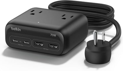 Belkin GaN Charging Station 70W, 7-in-1 Dual USB C Charger w/ 3X AC Outlets by Belkin
