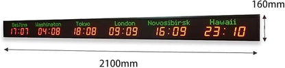Digital World Time Zones Clock for 6 Cities, Adjustable Brightness LED Display - Image 7
