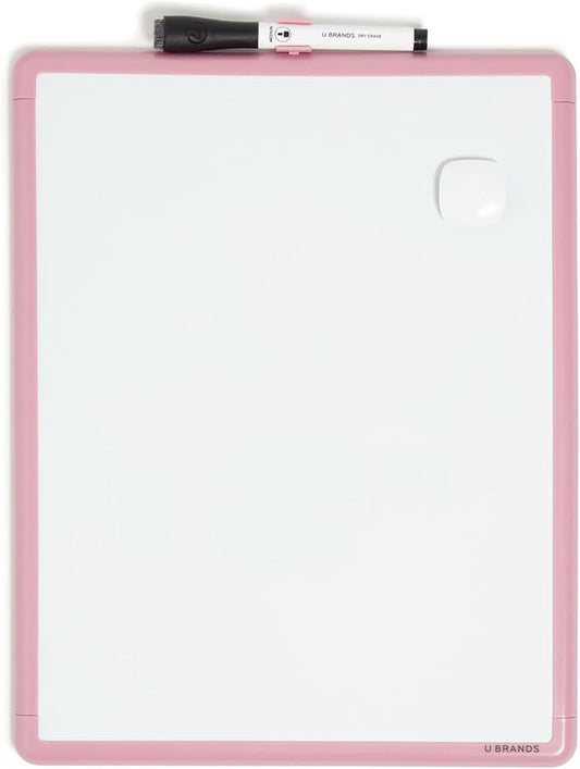 U Brands Contempo Magnetic Dry Erase Board White Board, 11” x 14”, Blush Pink by UBrands
