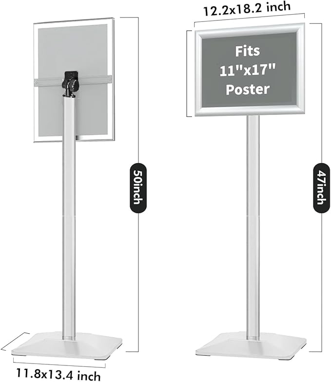 INNOVSIGN Heavy Duty Adjustable Pedestal Poster Sign Stand, 11x17 Aluminum Open - Image 6