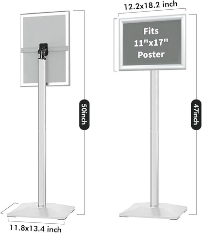 INNOVSIGN Heavy Duty Adjustable Pedestal Poster Sign Stand, 11x17 Aluminum Open - Image 6