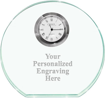 Crown Awards Personalized Jade Horizon Crystal Clock – Premium Jade Crystal by CrownAwards