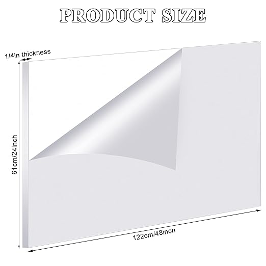 Roowest 4 Pcs 24 x 48 Inch, 1/4 Inch Thick Clear Acrylic Plexiglass Sheets - Image 2