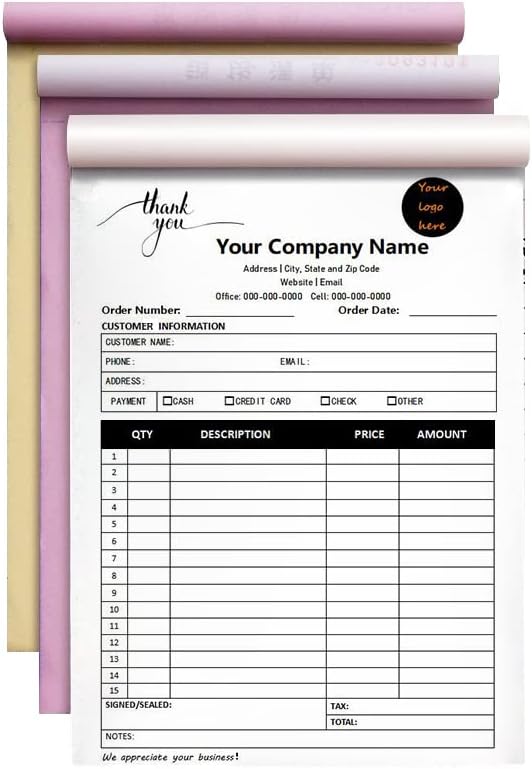 Personalized Invoice Book Custom 2 Part/3 Part Receipt Book Quote Estimate by BFHEFGSUU