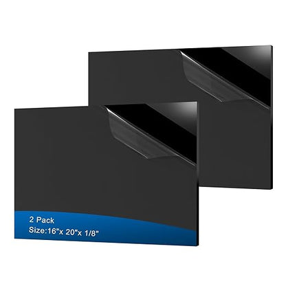 2 Pieces Black Acrylic Sheet, 16 x 20 Inch 1/8 Inch Thick, Home Decor, Display by ADTDA