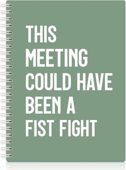 XQLZY This Meeting Could Have Been A Fist Fight Green Spiral Notebook, Funny by XQLZY