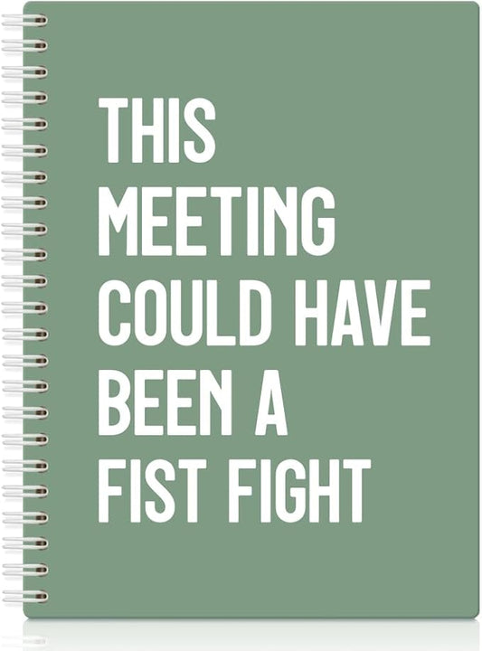 XQLZY This Meeting Could Have Been A Fist Fight Green Spiral Notebook, Funny by XQLZY