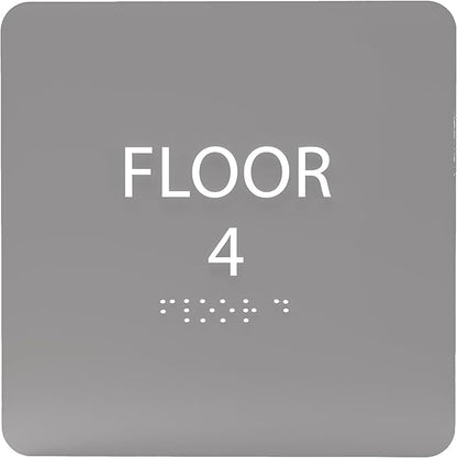 Grey w/White ADA Floor 4 Sign by ADACentralSigns