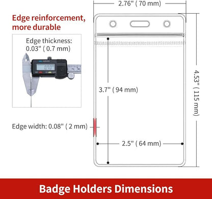 Turxayox 50 Pcs Clear ID Badge Holder, Vertical Plastic Name Tag Protector - Image 2