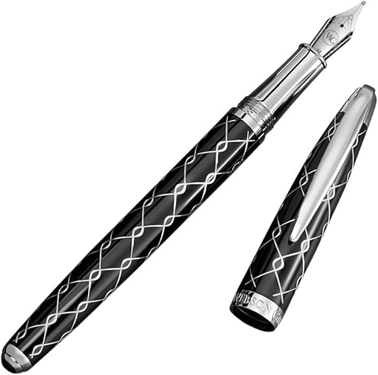 Webson Gill ‘The Weaver’ Black Luxury Executive Fountain Pen, Polished Lacquer by WebsonGill