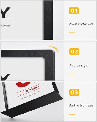 ECKEK Carbon Steel Sign Holder, Menu Displays Double Sided, Table Top Sign Stand - Image 5