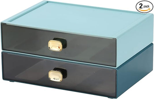 OSteed Spacious Desktop Storage Box, 2 Large Storage Drawers, Stackable Office by OSteedWares