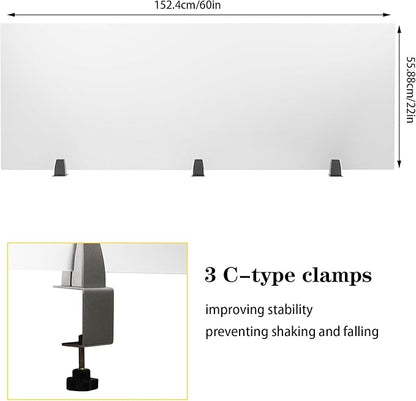 Acrylic Free Standing Screen, 60”W x 22”H Desk Divider Sound Absorbing Cubicle - Image 3