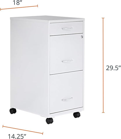 Lorell LYS SOHO Box/File/File Mobile White File Cabinet, 3 Drawer, 26.5 x 14.3 - Image 2