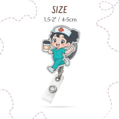 3PC Cartoon Nurse Badge Reel Cute Fun Funny ID Name Holder Alligator Clip - Image 2