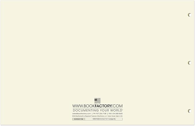 BookFactory Ledger Sheets/Large 8 Column Accounting Ledger Columnar Loose Leaf - Image 3