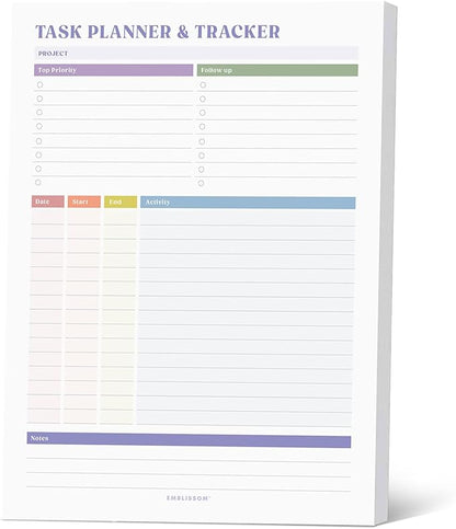 Task Planner & Tracker 8.5 x 11 Tear-Off 70 Sheet Planner Pad – Project by Emblissom