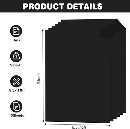 Cardstock 8.5 X 11, 40 Sheets Black Card Stock, 75lb/ 200gsm Copy Paper - Image 2