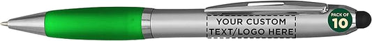 DISCOUNT PROMOS Custom Stylus Ballpoint Pens Set of 10, Personalized Bulk Pack by DISCOUNTPROMOS