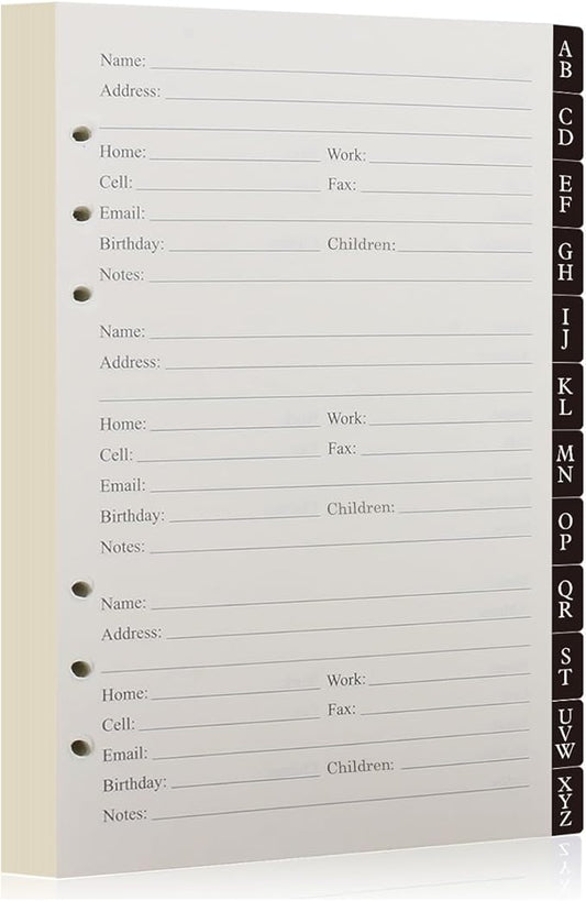 Happyaokeland Address Book Refill Pages 648 Contacts Durable Dividers by Happyaokeland