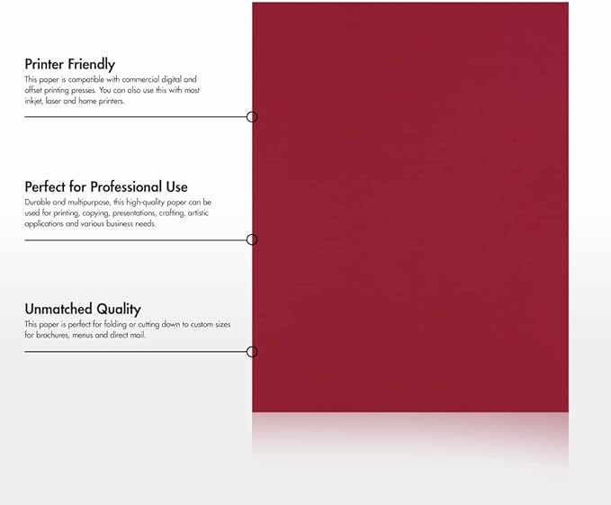 LUXPaper 8.5" x 11" Paper | Letter Size | Garnet Red | 80lb. Text | 500 Qty - Image 8