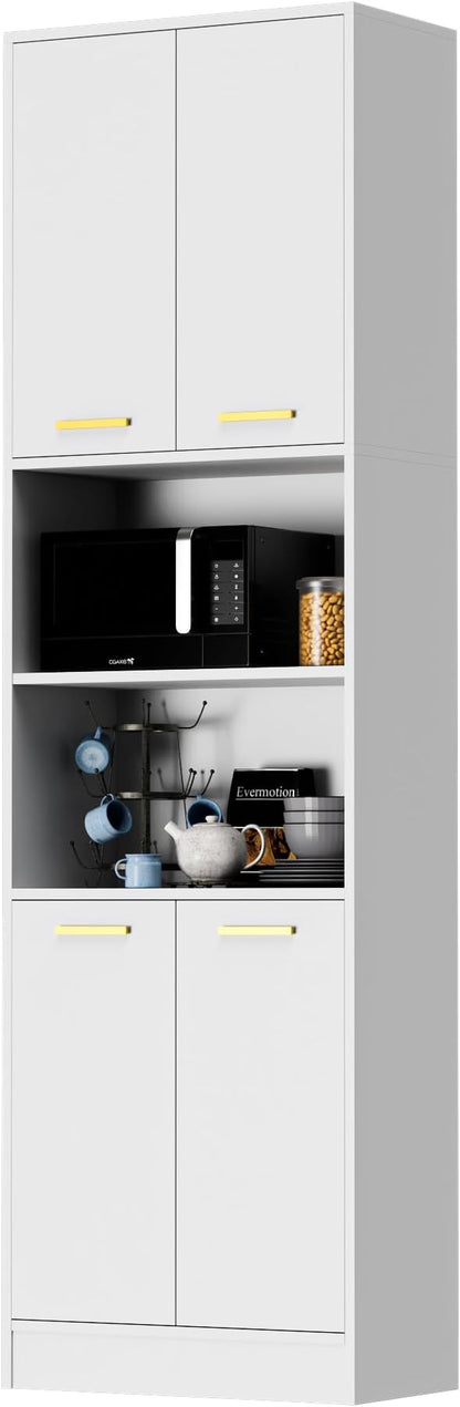 Cozy Castle Kitchen Pantry Cabinet, 4 Doors Open Countertop Utility Hutch - Image 8