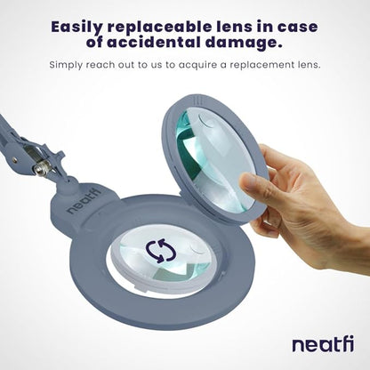 Neatfi XL Bifocal LED Magnifying Lamp, 7-Inch Acrylic Lens, 5D/20D Magnification - Image 6