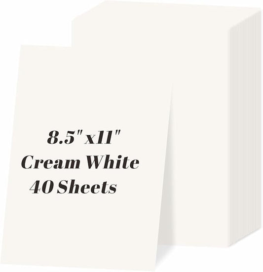 40 Sheets Cream Cardstock 8.5" x 11", 85lb/230gsm Ivory Card Stock, Off White by Keketer