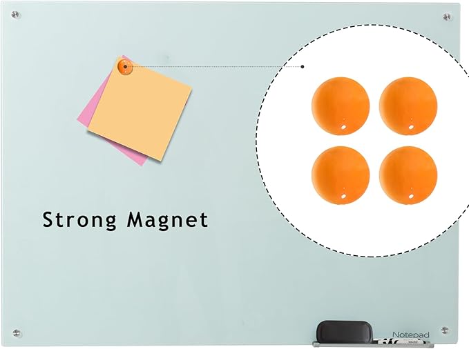 Glass Whiteboard 48 * 72Inches Magnetic Wall Mounted Glass Whiteboard, Large - Image 3