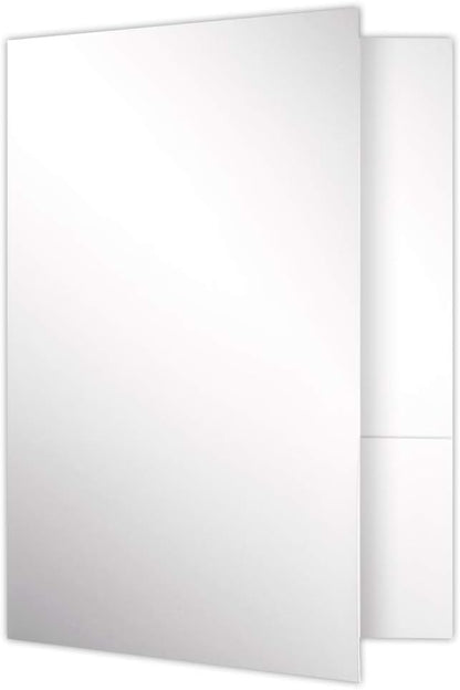 LUXPaper 9" x 12" Presentation Folders | Two Pocket | White Gloss | 14pt. Cover by LUXPaper