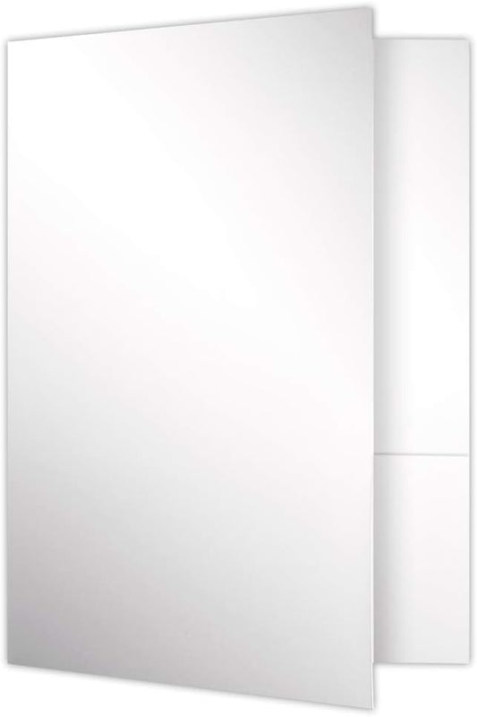 LUXPaper 9" x 12" Presentation Folders | Two Pocket | White Gloss | 14pt. Cover by LUXPaper