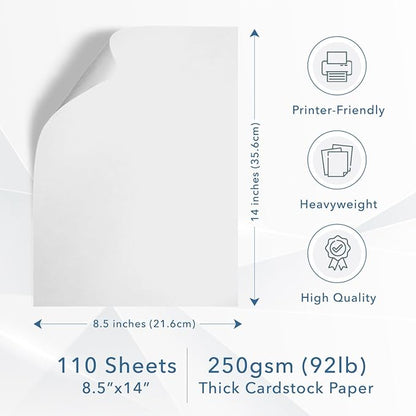 MOS White Legal Cardstock Paper 8.5 x 14 Inch — Heavyweight 250 GSM Cover Stock - Image 2