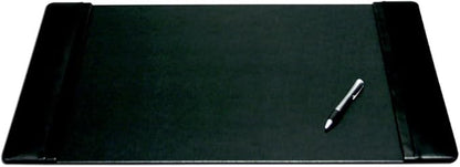 Dacasso Black Leather 25.5" x 17.25" Side Rails Desk Pad by Dacasso