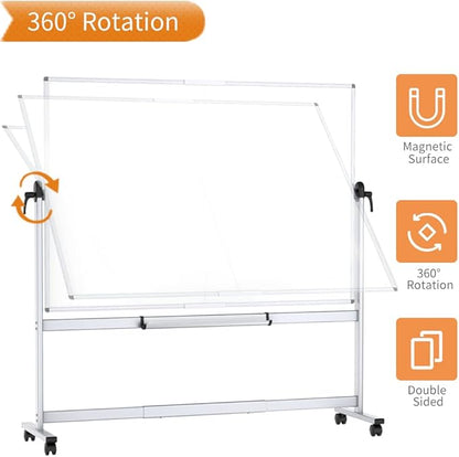 VIZ-PRO Double-Sided Mobile Whiteboard, 72 x 48 Inches, Magnetic Rolling Dry - Image 3