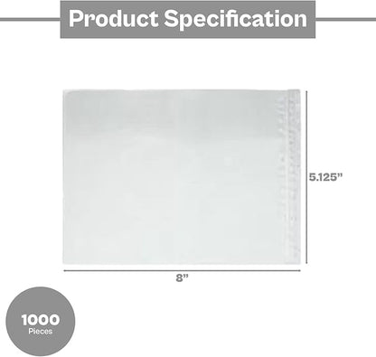 PSBM 1000 PCS 5.12 x 8 Inch Clear Blank Packing List Envelopes, Shipping - Image 3