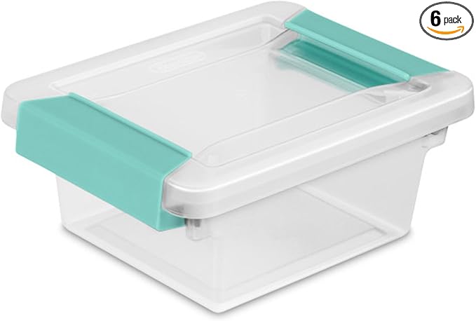 Sterilite 6-Pack Clip Box, Stackable Clear Plastic Bins by Sterilite