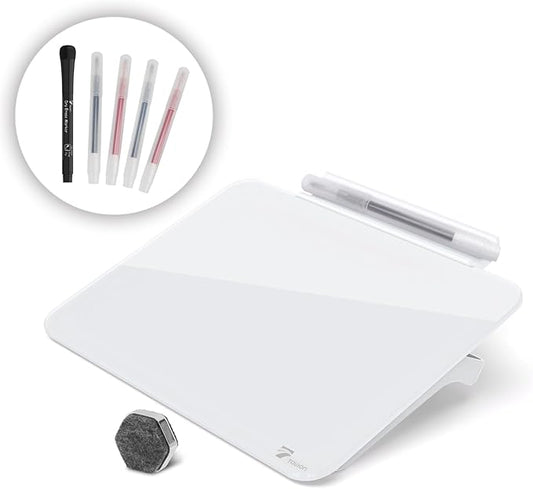 TOWON Small Glass Dry Erase Board, Desk White Board by TOWON