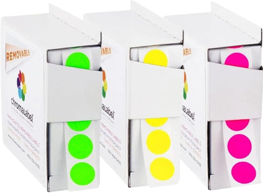 ChromaLabel 1/2" Removable Round Stickers, Colored Dots by ChromaLabel