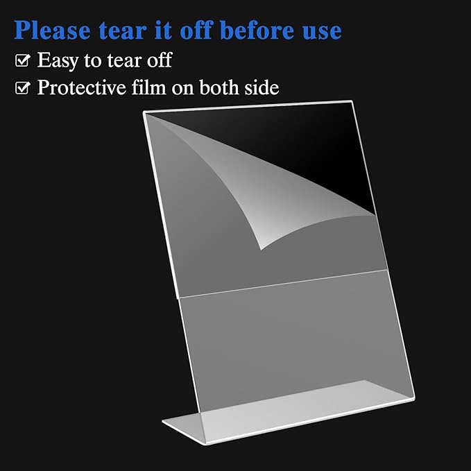 WAEFNO 12 Pack Acrylic Sign Holder 8.5 X 11, L Shape Clear Sign Holder - Image 5