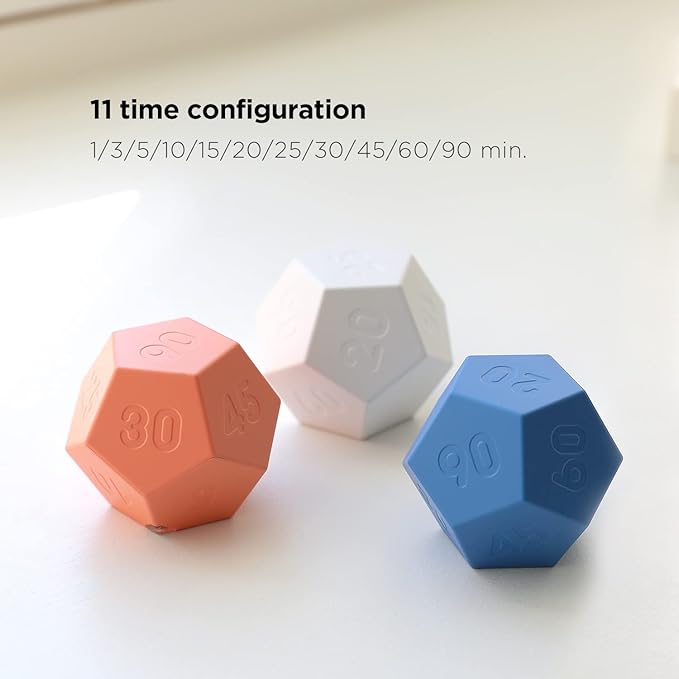 mooas Dodecagon Time Ball Rechargeable Mini Timer, 11 Preset Times, Desk & - Image 2