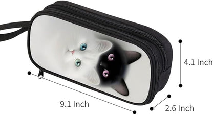 HiGaits Pencil Case for Boys, Durable Pen Box Twin Cats - Image 2