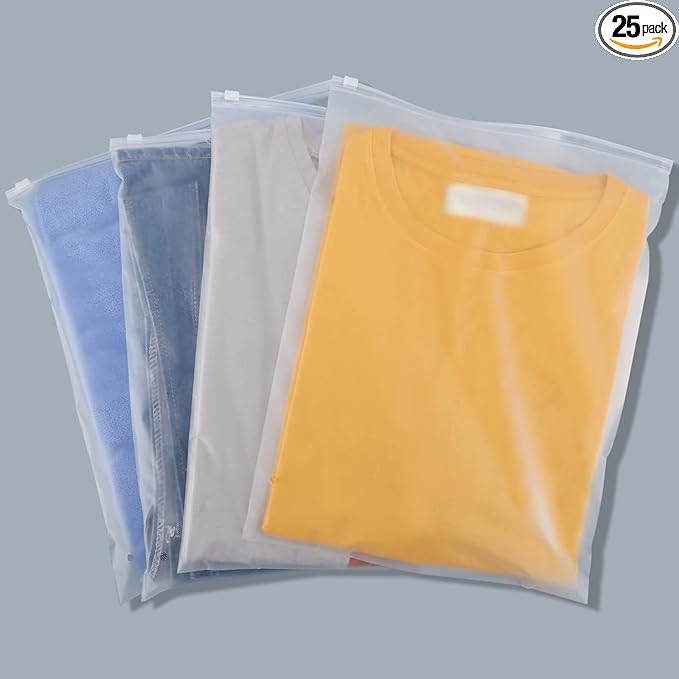 Svaldo Clothes Packaging Bags for Shipping 25 Count 9x12" Frosted Zipper by Svaldo