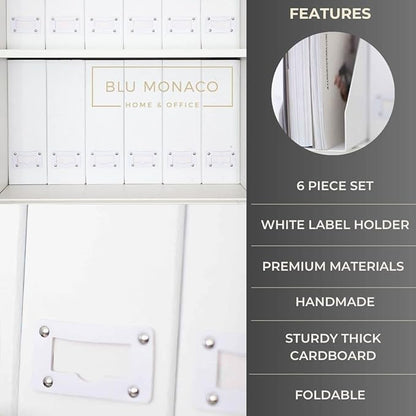 BLU MONACO Set of 6 Foldable White Magazine File Holders | Vertical Desk File - Image 5