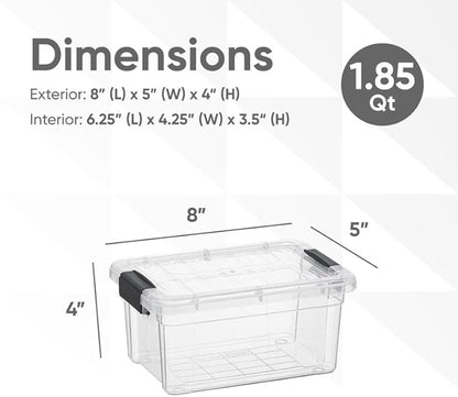 Superio Storage Bins with Lids- 4 Pack, 1.85 Qt Clear Boxes - Image 2