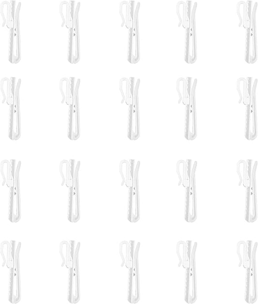 20 PCS Plastic Curtain Hooks Adjustable Pinch Pleat Curtain Clips Room Divider by CBSROROHome