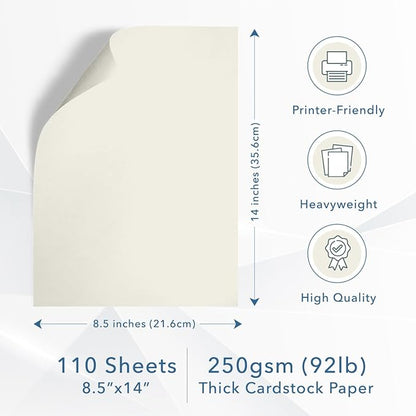 MOS Off-White Legal Cardstock Paper 8.5 x 14 Inch — Heavyweight 250 GSM Cover - Image 2