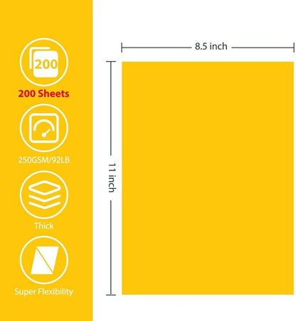 OcePor 200 Sheets Yellow Cardstock Paper, Colored Printer Paper 8.5 x 11 - Image 2