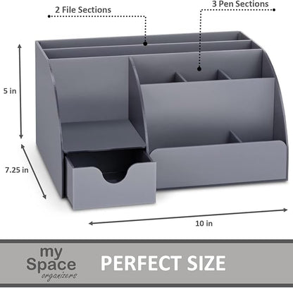 My Space Organizers Grey Desk Organizer, 9 Compartments, Office Supplies and - Image 4