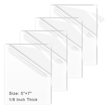 4 Pack 5x7 Inch Acrylic Sheet 1/8" Thick, Cast Acrylic Sheet, by ADTDA