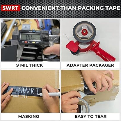 SWRT 9 Mil 24-Pack Black Heavy Duty Duct Tape Strong Adhesive, 2 in x 30 YD - Image 7